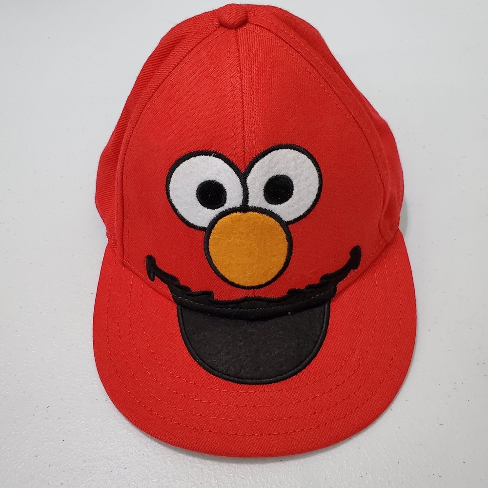 Sesame Street‎ Men Hat Medium Red Cap Elmo Face Embroidered Wool Blend Character